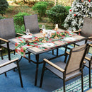 PHI VILLA 7-Piece Outdoor Dining Set with Rectangle Steel Table & 6 Textilene Dining Chairs