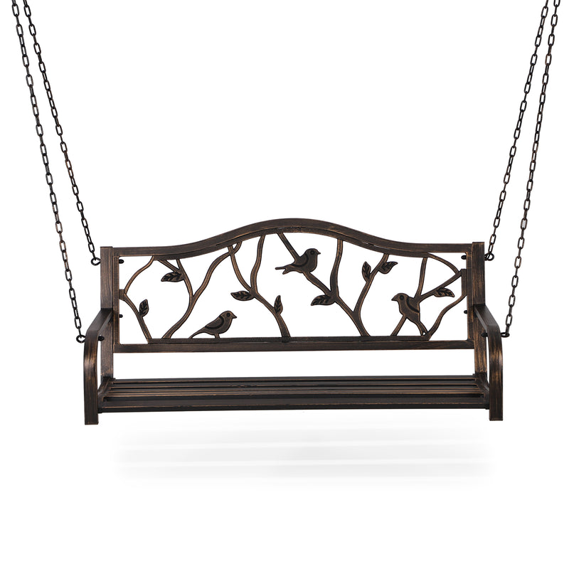 Phi Villa Metal Outdoor Porch Swing, Hanging Patio Bench