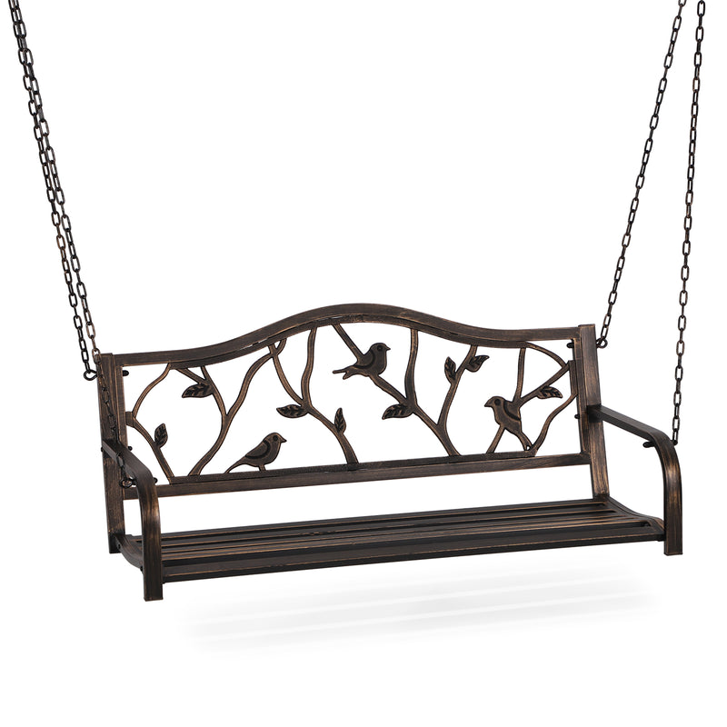 Phi Villa Metal Outdoor Porch Swing, Hanging Patio Bench