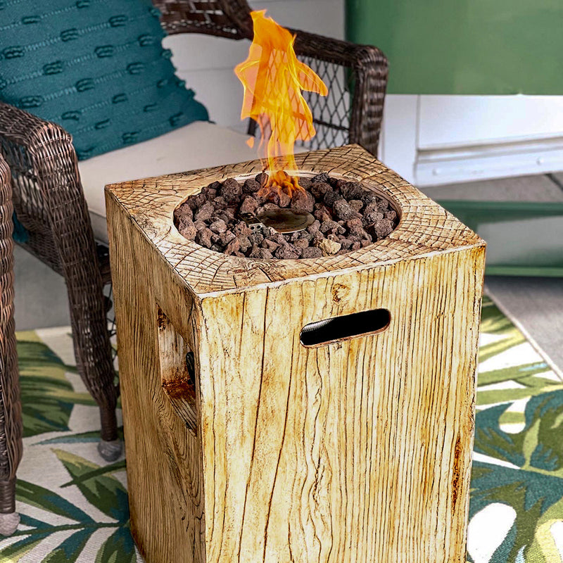 PHI VILLA 16 Inch 30,000 BTU Outdoor Terrafab Gas Fire Pit With Waterproof Cover