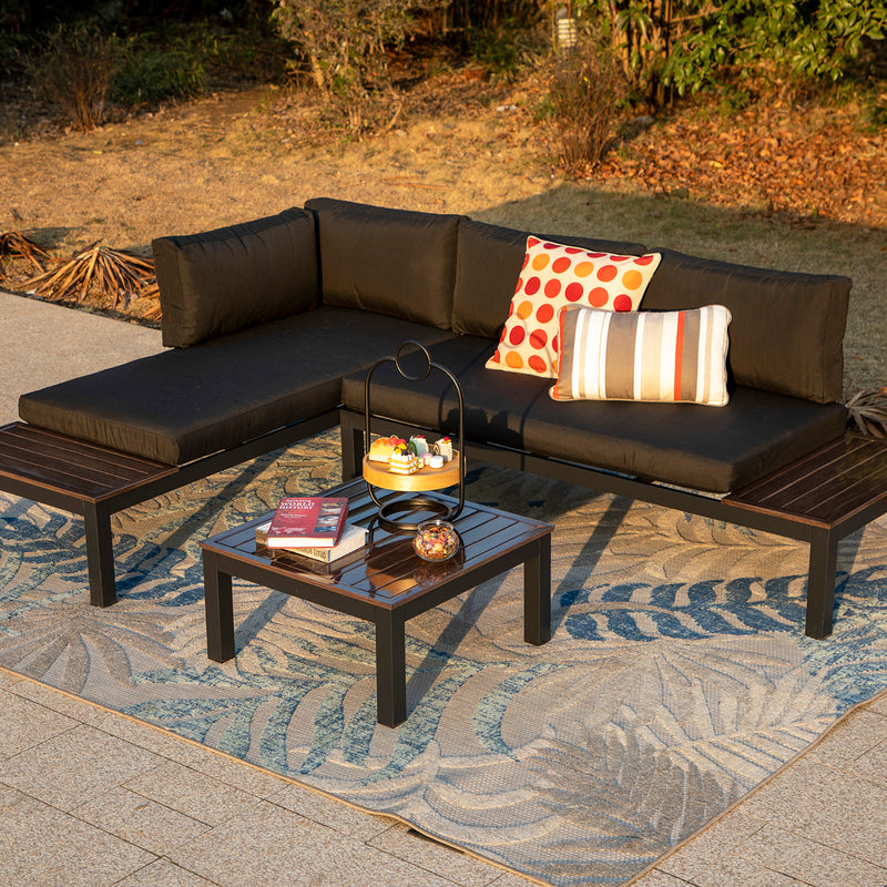 Phi Villa Outdoor Aluminum Sectional Sofa Set with Coffee Table