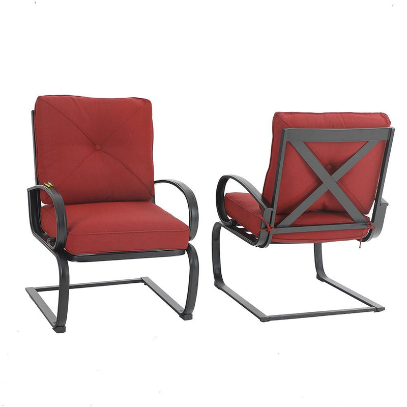 PHI VILLA C-Spring Metal Cushioned Lounge Chairs