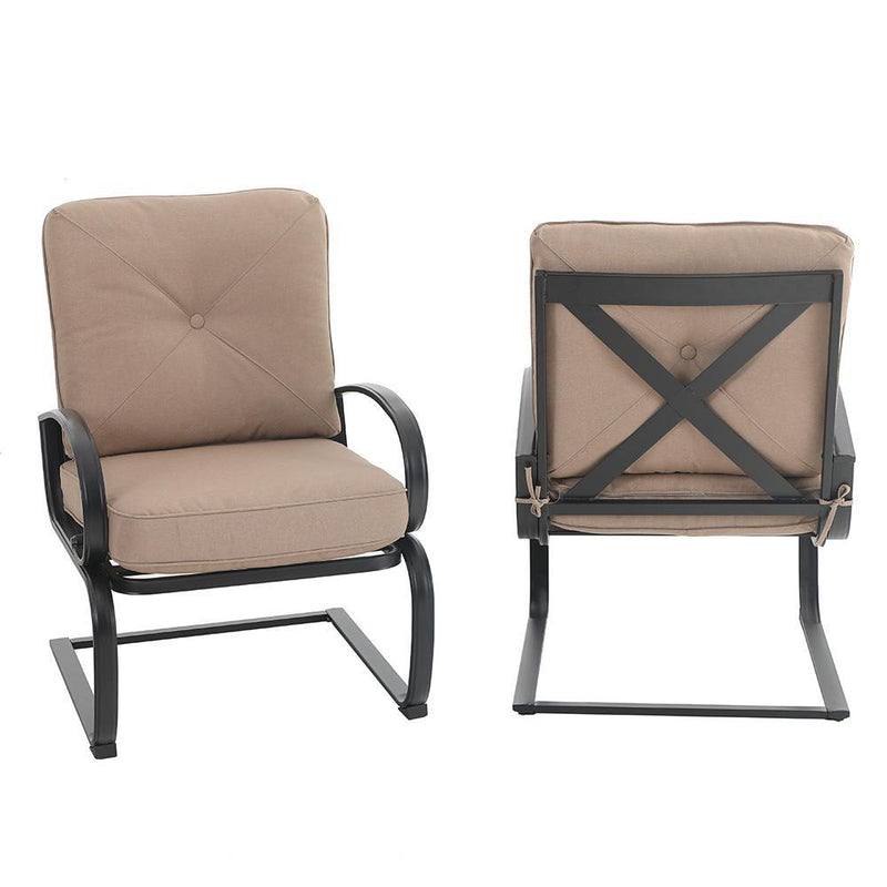 PHI VILLA C-Spring Metal Cushioned Lounge Chairs