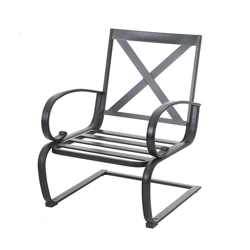PHI VILLA C-Spring Metal Cushioned Lounge Chairs