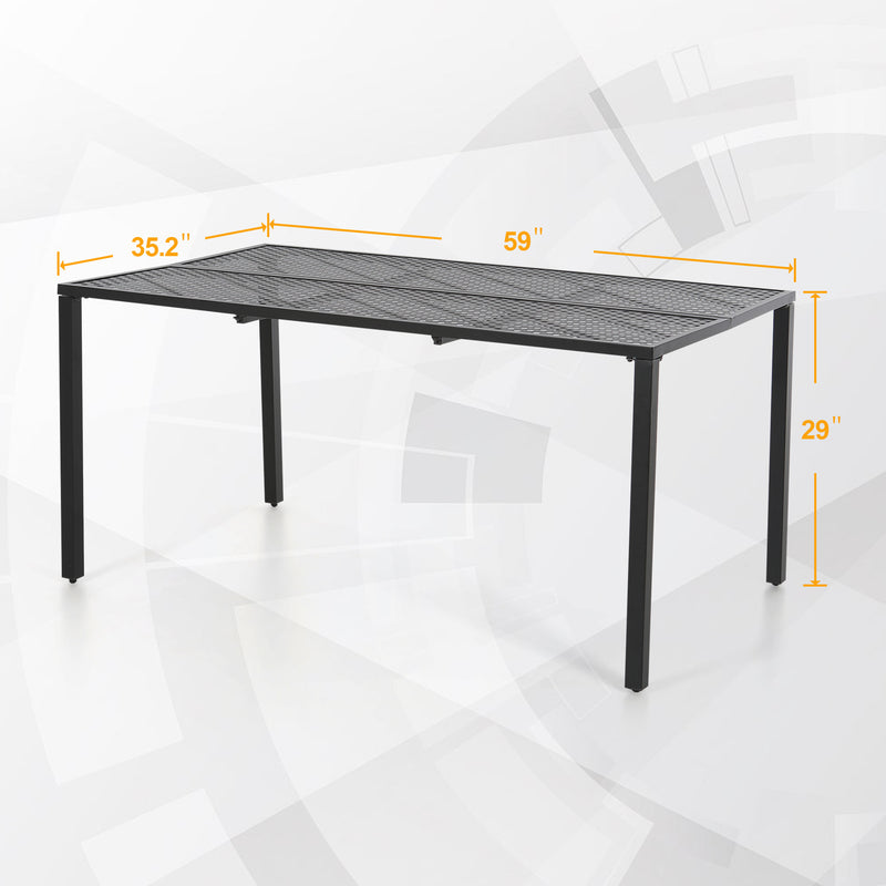 Phi Villa Patio Rectangle Steel Mesh Hollow  Dining Table
