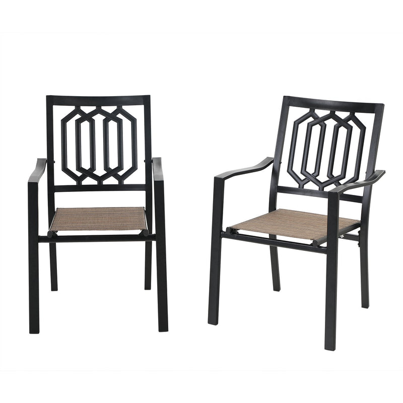 PHI VILLA Outdoor Patio Dining Chair with Steel Frame