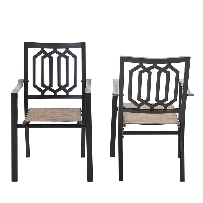 PHI VILLA Outdoor Patio Dining Chair with Steel Frame