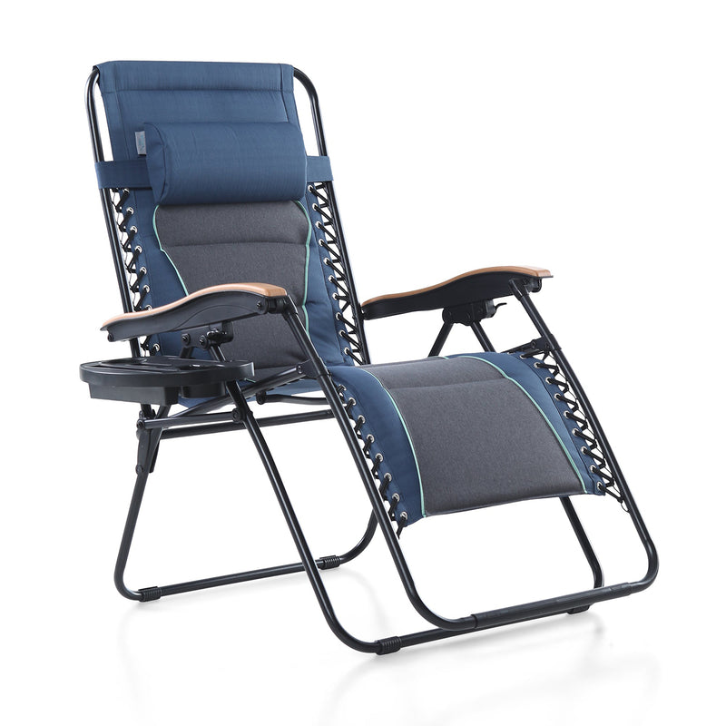 PHI VILLA Oversize Padded Adjustable Zero Gravity Chair with Cup Holder