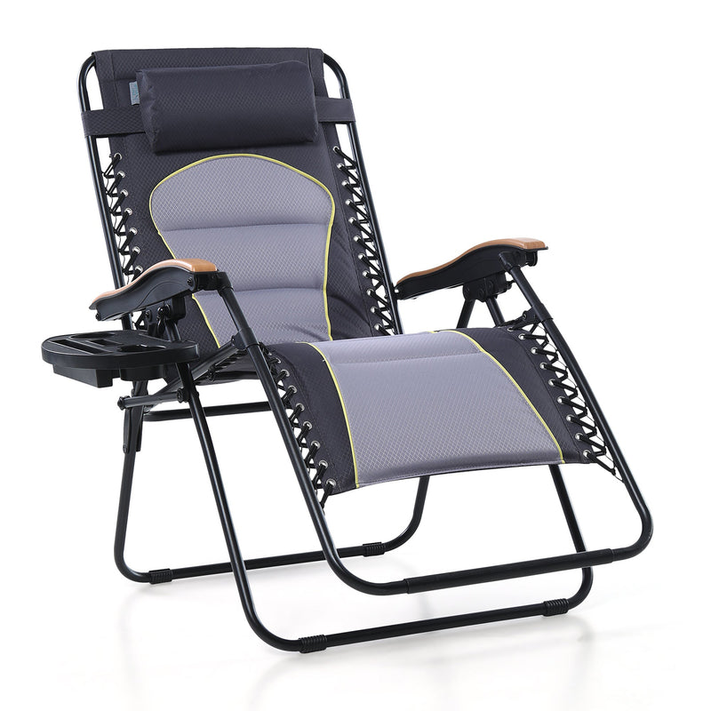 PHI VILLA Oversize Padded Adjustable Zero Gravity Chair with Cup Holder