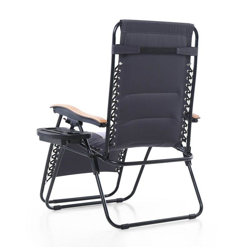 PHI VILLA Oversize Padded Adjustable Zero Gravity Chair with Cup Holder