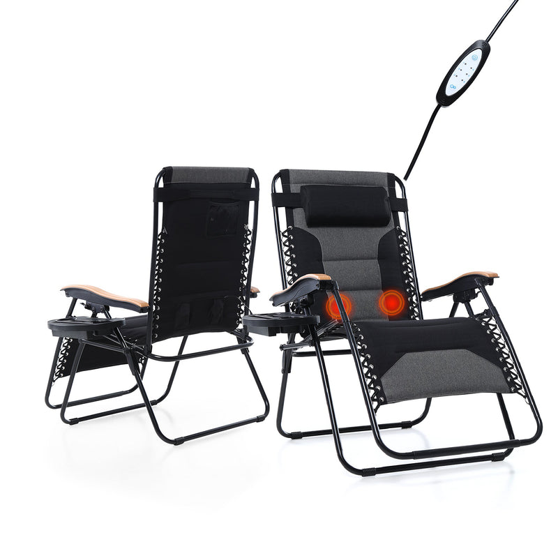 PHI VILLA Outdoor Padded Zero Gravity Chair with Cup Holder