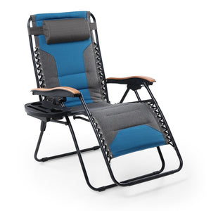 Patio Padded Oversize Recliner Zero Gravity Chair with Cup Holder