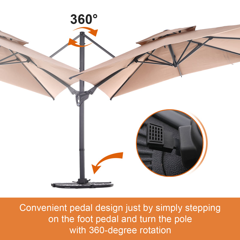 PHI VILLA 10ft Patio Square Umbrella Outdoor Offset Umbrella