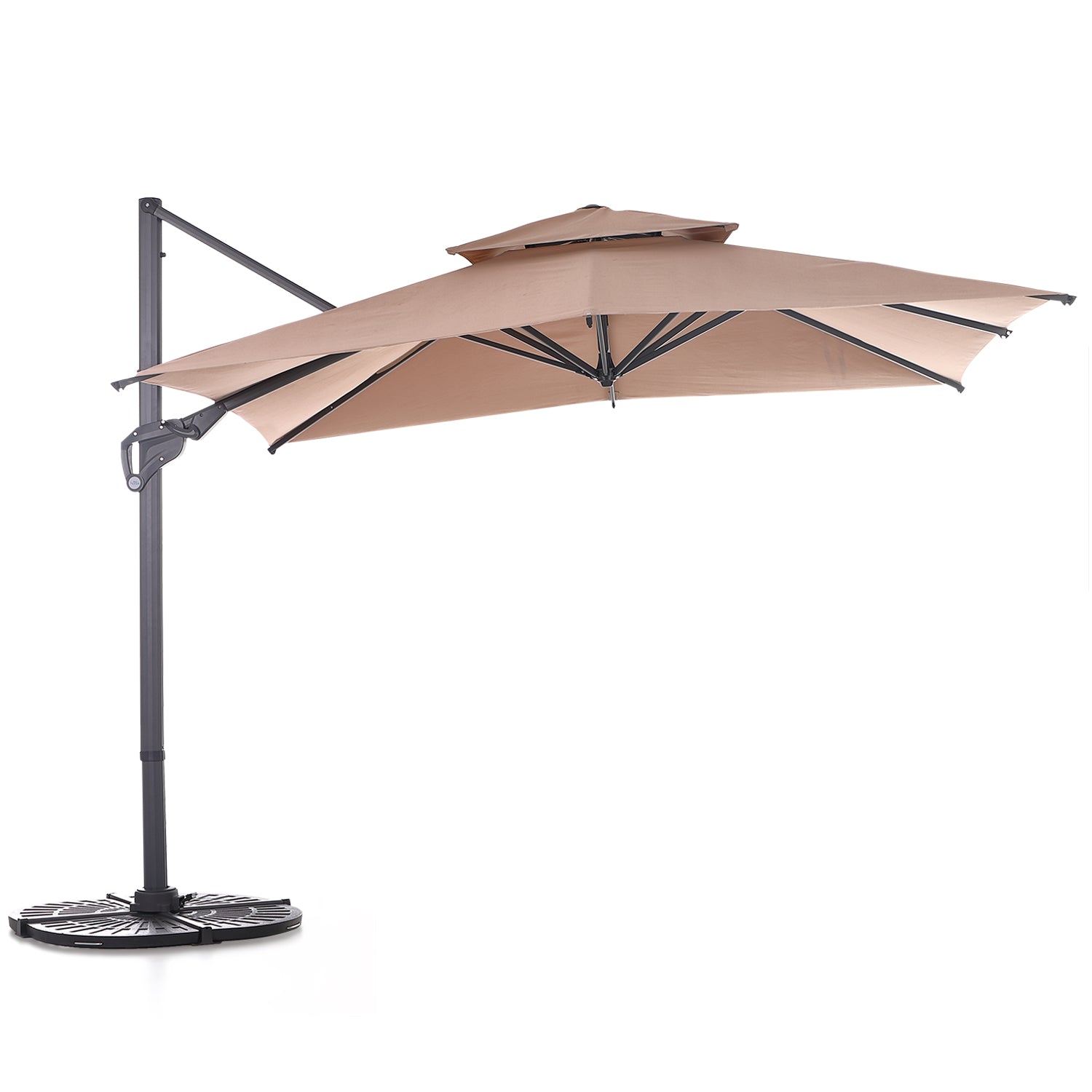 10ft Patio Square Offset Umbrella with Hanging Decorative Holes and Ai 10ft Patio Square Offset Umbrella with Hanging Decorative Holes and Ai