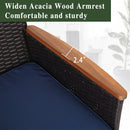 Phi Villa 5-Piece Patio Dining Set Wood-Look Table and 4 Rattan Chairs with Cushions