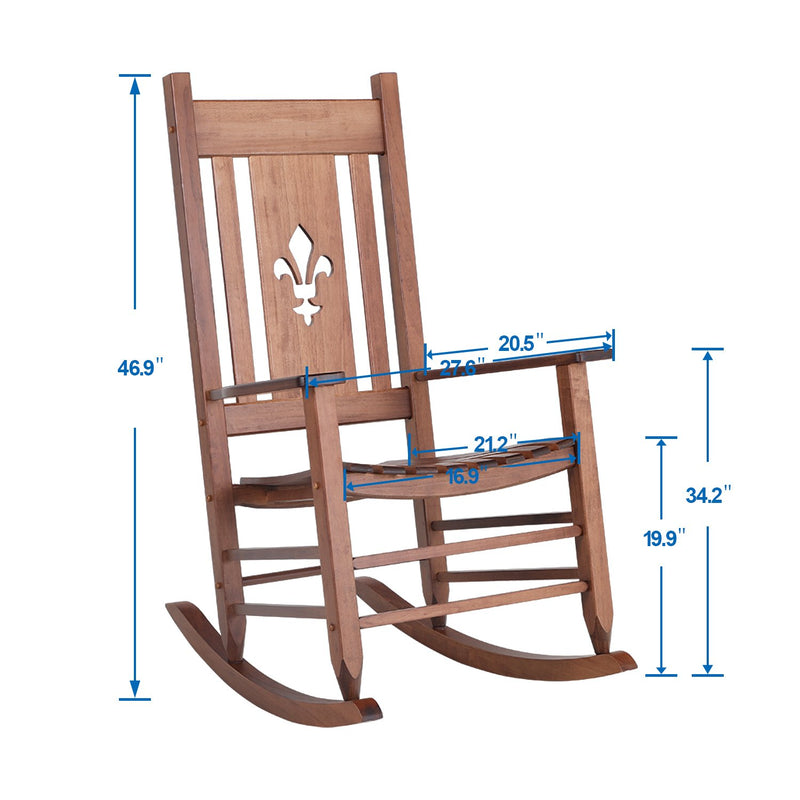 PHI VILLA Outdoor & Indoor Wood Rocking Chair Porch Chair