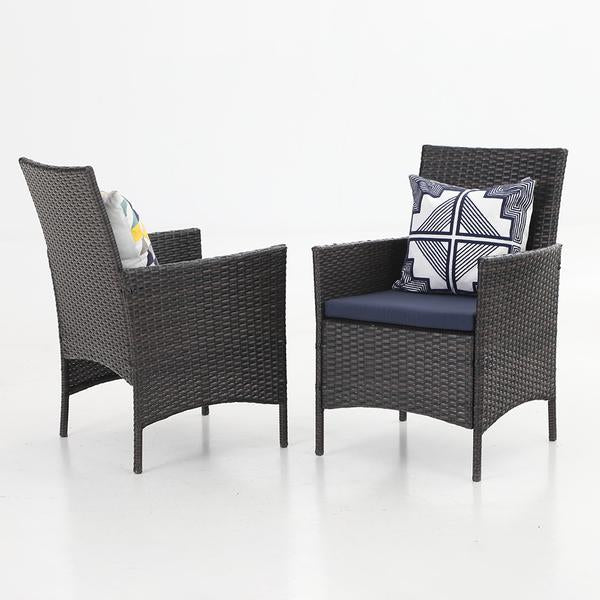 PHI VILLA Rattan Steel Cushioned Patio Outdoor Chairs, Set of 2