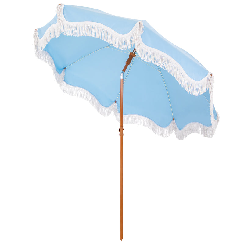 Phi Villa 7ft Patio Beach Tassel Umbrella UPF 50+ With Carry Bag