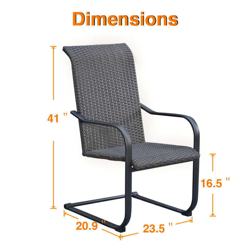 Phi Villa 7-Piece/9-Piece Patio Outdoor Dining Set with Steel Extendable Table & Rattan C-spring Chairs
