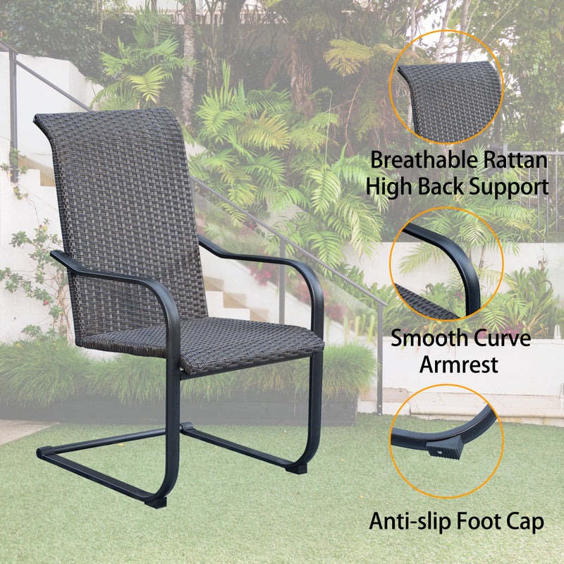 Phi Villa 7-Piece/9-Piece Patio Outdoor Dining Set with Steel Extendable Table & Rattan C-spring Chairs