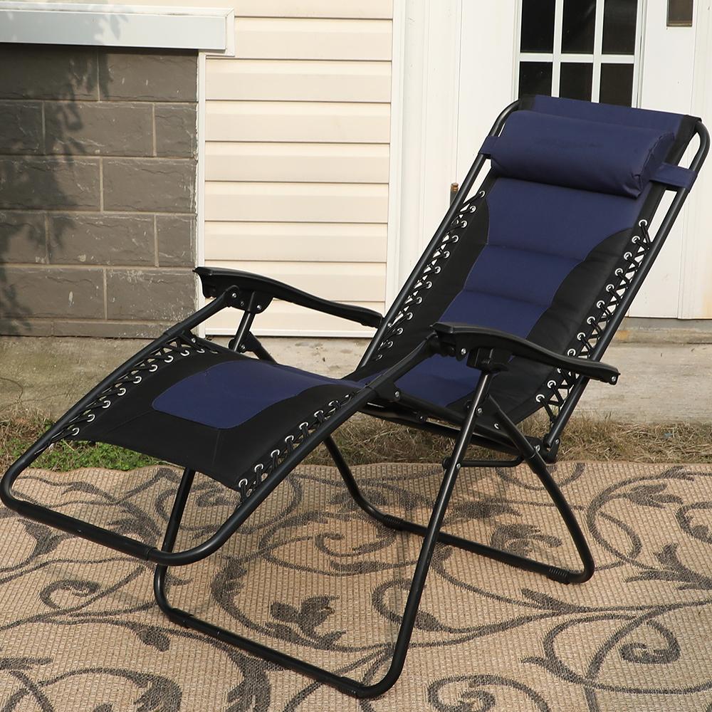 PHI VILLA Padded Zero Gravity Chair - Patio Lounge Chairs