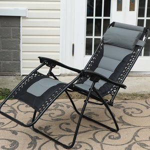 PHI VILLA Padded Zero Gravity Chair Adjustable Recliner With Cup Holder