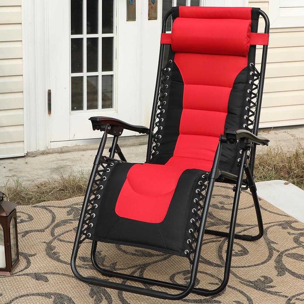 PHI VILLA Padded Zero Gravity Chair Patio Lounge Chairs