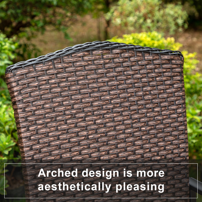PHI VILLA Outdoor All-Weather Rattan Cushioned Fixed Dining Chairs