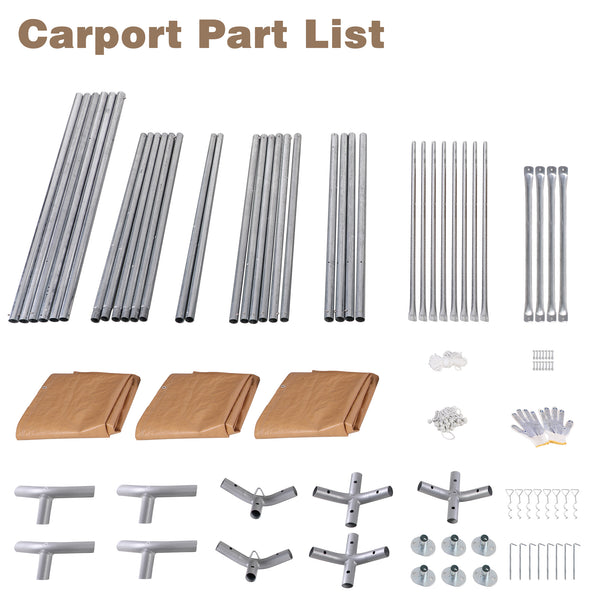 PHI VILLA 10x20 ft Heavy Duty Carport Canopy Instant Garage with Removable Sidewalls and Doors