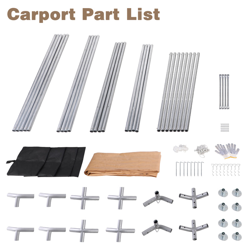 PHI VILLA 10x20 ft Heavy Duty Carport Car Canopy Instant Garage Party Tent