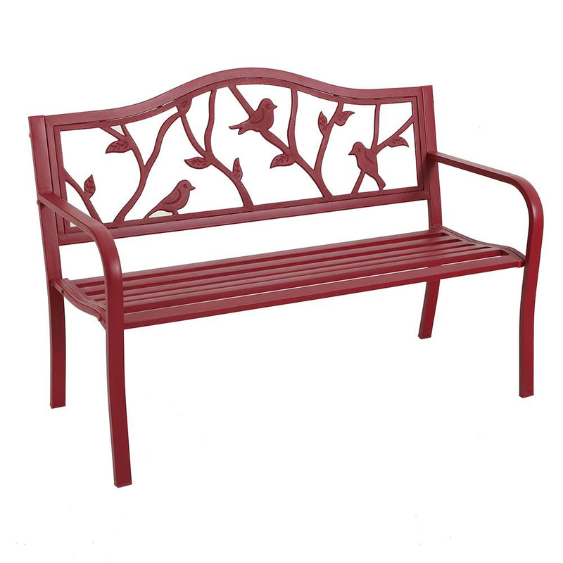 PHI VILLA 50 Inch Patio Garden & Park Bench Steel Frame Porch Chair