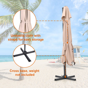 10ft Patio Square Offset Umbrella With Hanging Decorative Holes and Air Vent, With Weights 10ft Patio Square Offset Umbrella With Hanging Decorative Holes and Air Vent, With Weights