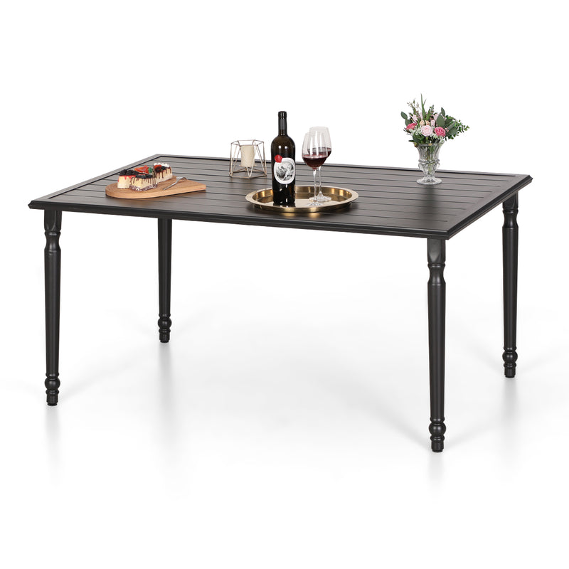 Phi Villa 60'' Outdoor Metal Dining Table with Cylindrical Legs