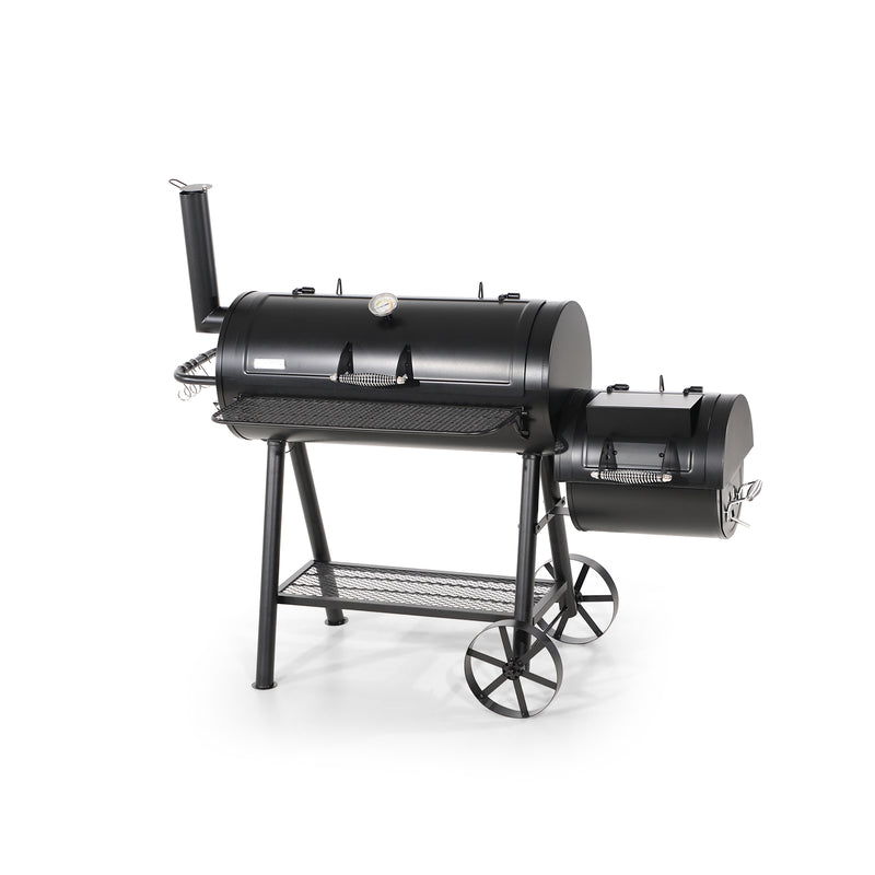 2-In-1 Charcoal Smoker Grill with Offset Box-Captiva Designs