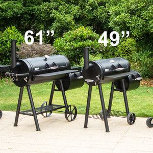 2-In-1 Charcoal Smoker Grill with Offset Box-Captiva Designs