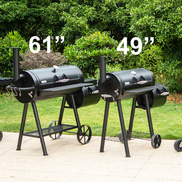 2-In-1 Charcoal Smoker Grill with Offset Box-Captiva Designs