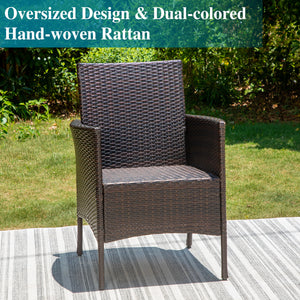 PHI VILLA 7 piece/ 9 piece Patio Dining Set With Rattan Cushioned Chairs & Extendable Steel Table