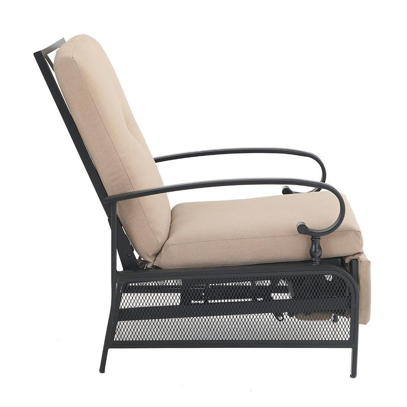 PHI VILLA Patio Lounge Chair Adjustable Metal Relaxing Recliner