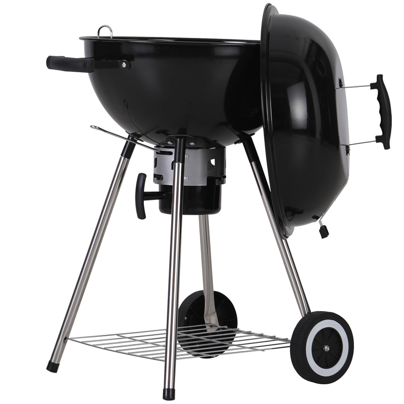 Captiva Designs Portable Kettle Enamel Charcoal Grill Outdoor BBQ Black Grill