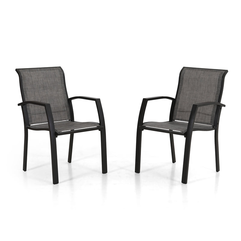 Phi Villa Patio Textilene Aluminum Alloy Fixed Chairs, Set of 2
