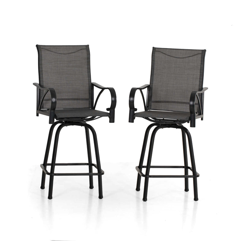 PHI VILLA Textilene Swivel Bar Stools With Curved Arms