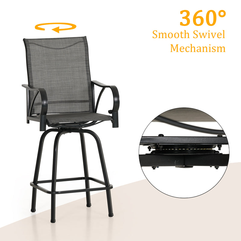 PH VILLA 7PCS Patio Bar Set with 6 Bar Stools and Steel Rectangle Table