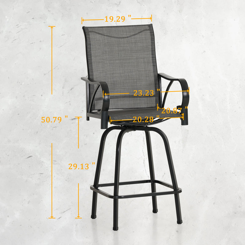 PHI VILLA 5 Piece Outdoor Bar Stool Set with Rectangle Table & Textilene Swivel Bar Stools