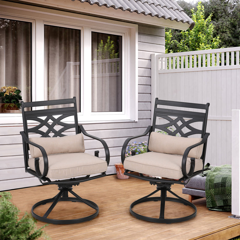 PHI VILLA Patio Swivel Steel Dining Chairs-Set of 2