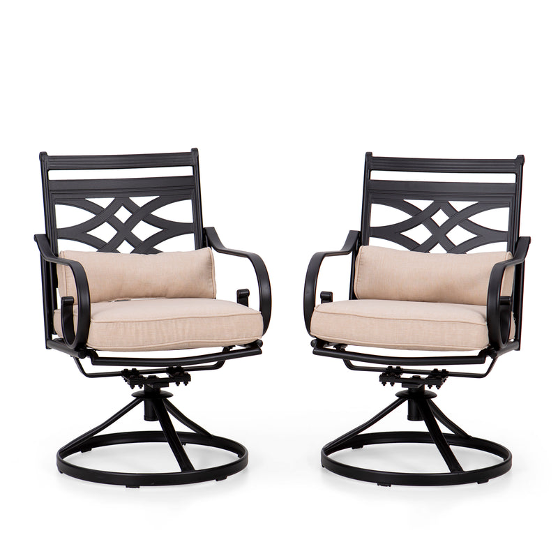 PHI VILLA Patio Swivel Steel Dining Chairs-Set of 2