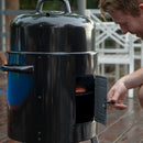 17" Portable Outdoor Smoker 2-In-1  Charcoal Grill Combo, Black-Captiva Designs