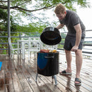 17" Portable Outdoor Smoker 2-In-1  Charcoal Grill Combo, Black-Captiva Designs