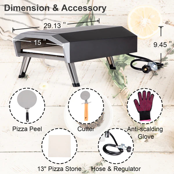 Patio Portable Propane Gas Pizza Oven-Captiva Designs