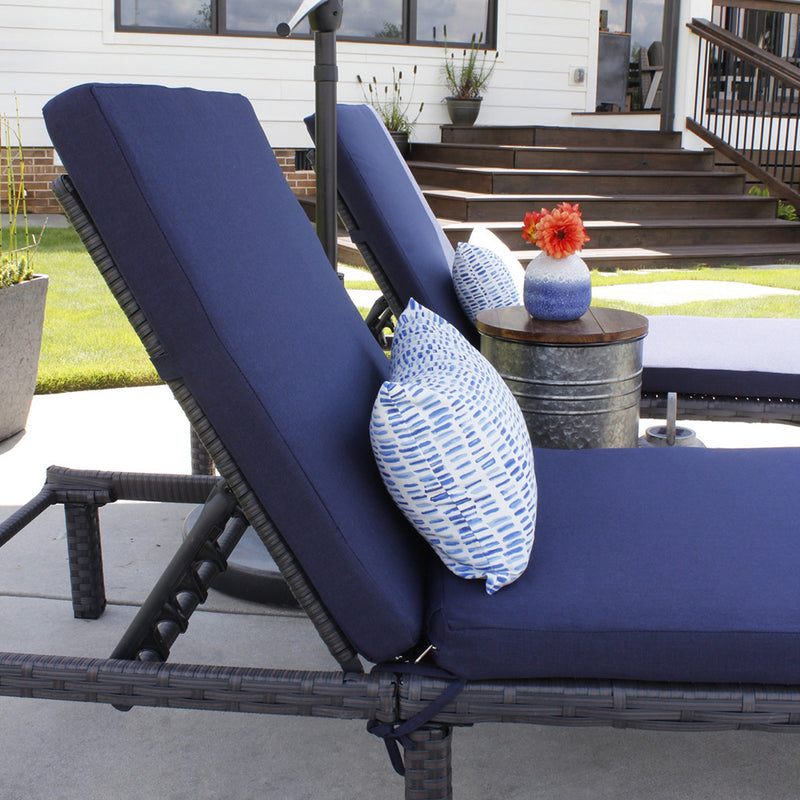 PHI VILLA 2-Piece Outdoor Rattan Chaise Recliner Lounge Chair