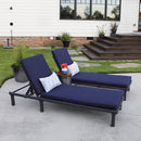 PHI VILLA 2-Piece Outdoor Rattan Chaise Recliner Lounge Chair